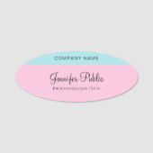 Mint Blue Blush Roze Sjabloon Hand Script Naam Naamplaatje (Voorkant)