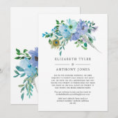 Mint & Blue Boho Floral Verminderde bruiloft gaste Aankondiging (Voorkant / Achterkant)