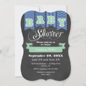 Mint Blue Chalkboard Flag Baby shower Uitnodigen Kaart (Voorkant)