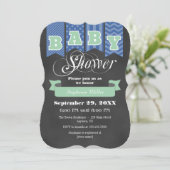 Mint Blue Chalkboard Flag Baby shower Uitnodigen Kaart (Staand voorkant)