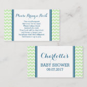Mint Blue Chevron Baby shower Boek Aanvraag Kaart (Voorkant / Achterkant)