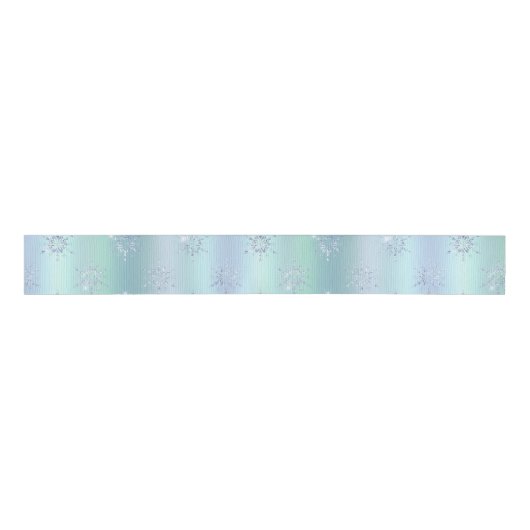 Mint Blue Christmas Snowflakes Grosgrain Lint (Voorkant)