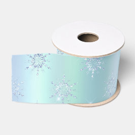 Mint Blue Christmas Snowflakes Grosgrain Lint