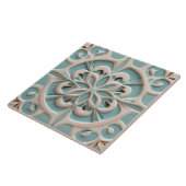 Mint Blue Daisy Faux Relief Boho Floral Tegeltje (Zijkant)