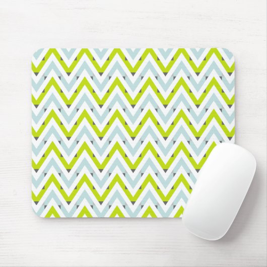 Mint Blue en Green Chevron Geometric Pattern Muismat (Met muis)