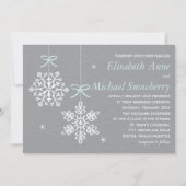 Mint Blue en Grey Snowflake Wedding Invitations Kaart (Achterkant)