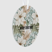 Mint Blue Floral Tropical Coast Beach Christmas Ornament (voorkant)