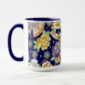 Mint Blue Gold Flowers Beautiful Japanese Pattern Mok (Links)