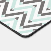 Mint Blue Grey White Geometric Chevron Pattern Bureaumat (Hoek)