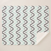 Mint Blue Grey White Geometric Chevron Pattern Sherpa Deken (Voorkant (horizontaal))