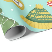 Mint Blue Holiday Snowman Christmas Wrapping Paper Cadeaupapier (Rol Hoek)