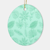 Mint Blue Leaves Pattern Keramisch Ornament (Links)