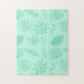Mint Blue Leaves Pattern Legpuzzel (Verticaal)