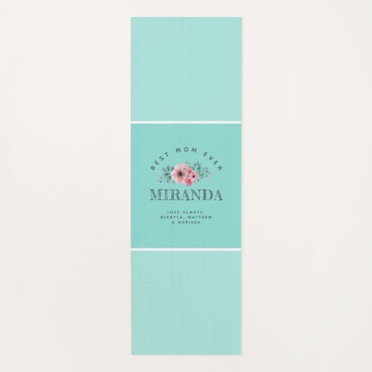 Mint Blue Monogram Beste mama ooit op maat Yogamat (Voorkant)