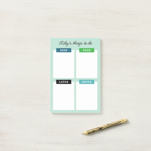 Mint Blue Naam toevoegen Georganiseerde activiteit Post-it® Notes (Op bureau)