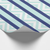 Mint Blue & Navy Stripes Chevron Pattern Cadeaupapier (Hoek)