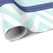 Mint Blue & Navy Stripes Chevron Pattern Cadeaupapier (Rol Hoek)