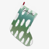 Mint Blue Ombre Feathers Grote Kerstsok (Voorkant (Hangend))