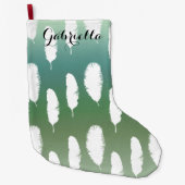 Mint Blue Ombre Feathers Grote Kerstsok (Voorkant)