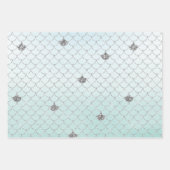 Mint Blue Ombre Silver Glitter Mermaid Inpakpapier Vel (Voorkant)