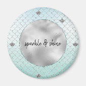 Mint Blue Ombre Silver Glitter Mermaid Magneet (Voorkant)