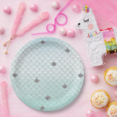 Mint Blue Ombre Silver Glitter Mermaid Papieren Bordje (Feest)