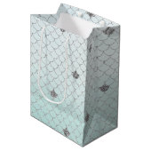 Mint Blue Ombre Silver Glitter Zeemeermin Sparkle Medium Cadeauzakje (Voorkant Gekanteld)