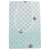 Mint Blue Ombre Silver Glitter Zeemeermin Sparkle Medium Cadeauzakje (Voorkant)