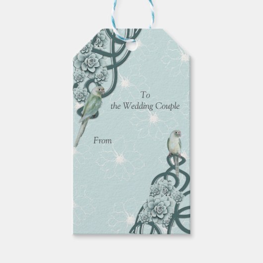 Mint Blue Pine Green Succulents Cadeaulabel (Voorkant)