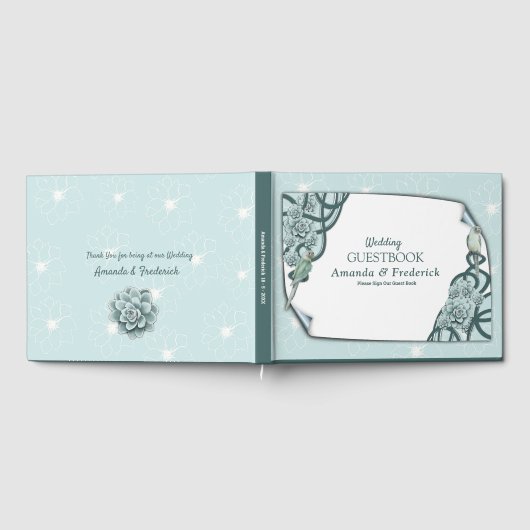 Mint Blue Pine Green Succulents Gastenboek (Volledig)