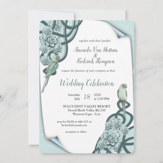 Mint Blue Pine Green Succulents Kaart (Voorkant)