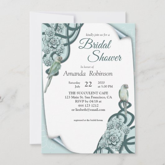 Mint Blue Pine Green Succulents Kaart (Voorkant)