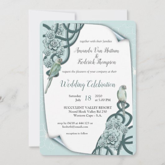 Mint Blue Pine Green Succulents Kaart (Voorkant)