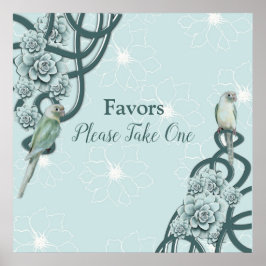 Mint Blue Pine Green Succulents Poster