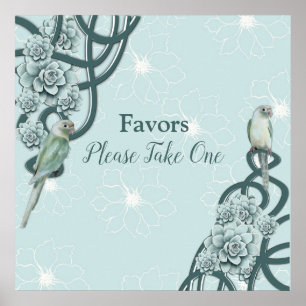 Mint Blue Pine Green Succulents Poster