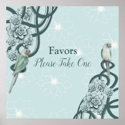 Mint Blue Pine Green Succulents Poster (Voorkant)