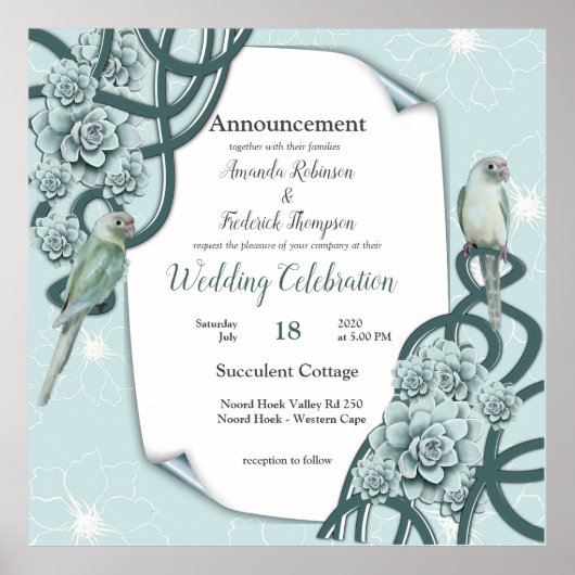 Mint Blue Pine Green Succulents Poster (Voorkant)