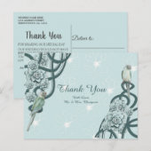 Mint Blue Pine Green vetplanten Dank u Aankondigingskaart (Voorkant / Achterkant)