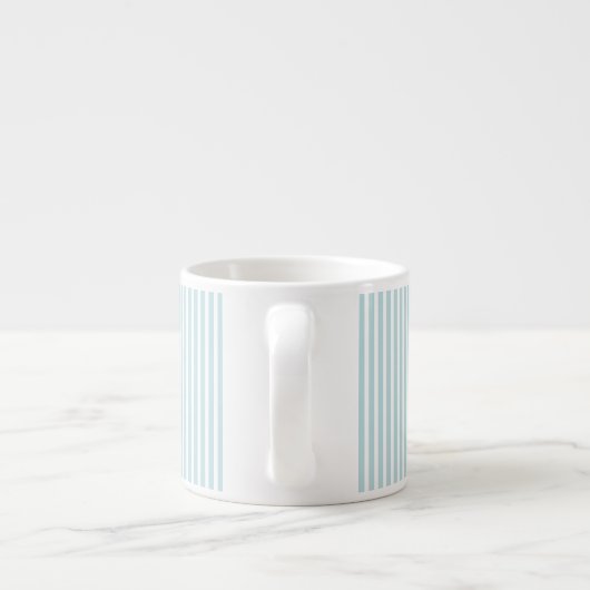 Mint Blue Pinstripe Mug – Custom Initial & Name Espresso Kop (Achterkant)