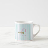 Mint Blue Pinstripe Mug – Custom Initial & Name Espresso Kop (Rechts)