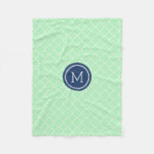 Mint Blue Quatrefoil Pattern Monogram Blanket Fleece Deken (Voorkant)