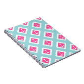 Mint Blue, Roze, White Anchors Nautical Pattern Notitieboek (Rechterzijde)