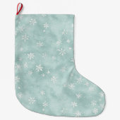 Mint Blue Snowflakes Christmas   Grote Kerstsok (Voorkant)