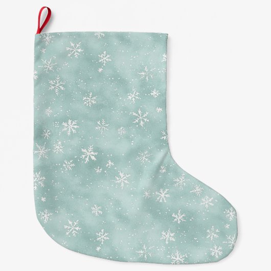 Mint Blue Snowflakes Christmas   Grote Kerstsok (Voorkant)