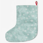 Mint Blue Snowflakes Christmas   Grote Kerstsok (Achterkant)