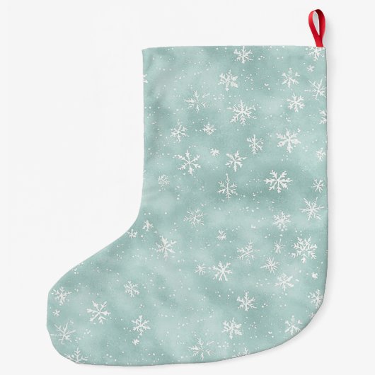 Mint Blue Snowflakes Christmas   Grote Kerstsok (Achterkant)