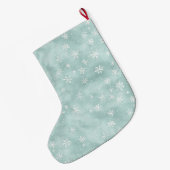 Mint Blue Snowflakes Christmas   Grote Kerstsok (Achterkant (Hangend))