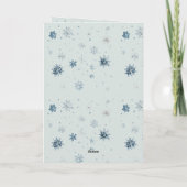 Mint Blue Snowflakes Snowman Christmas Kaart (Achterkant)