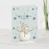Mint Blue Snowflakes Snowman Christmas Kaart (Voorkant)