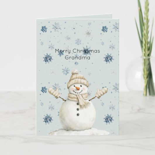 Mint Blue Snowflakes Snowman Christmas Kaart (Voorkant)